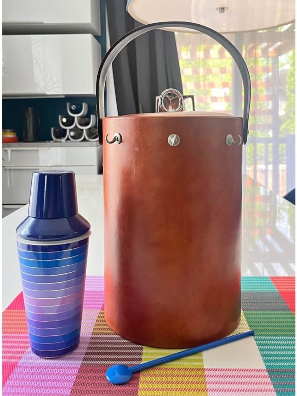 Georges Briard MCM faux leather ice bucket